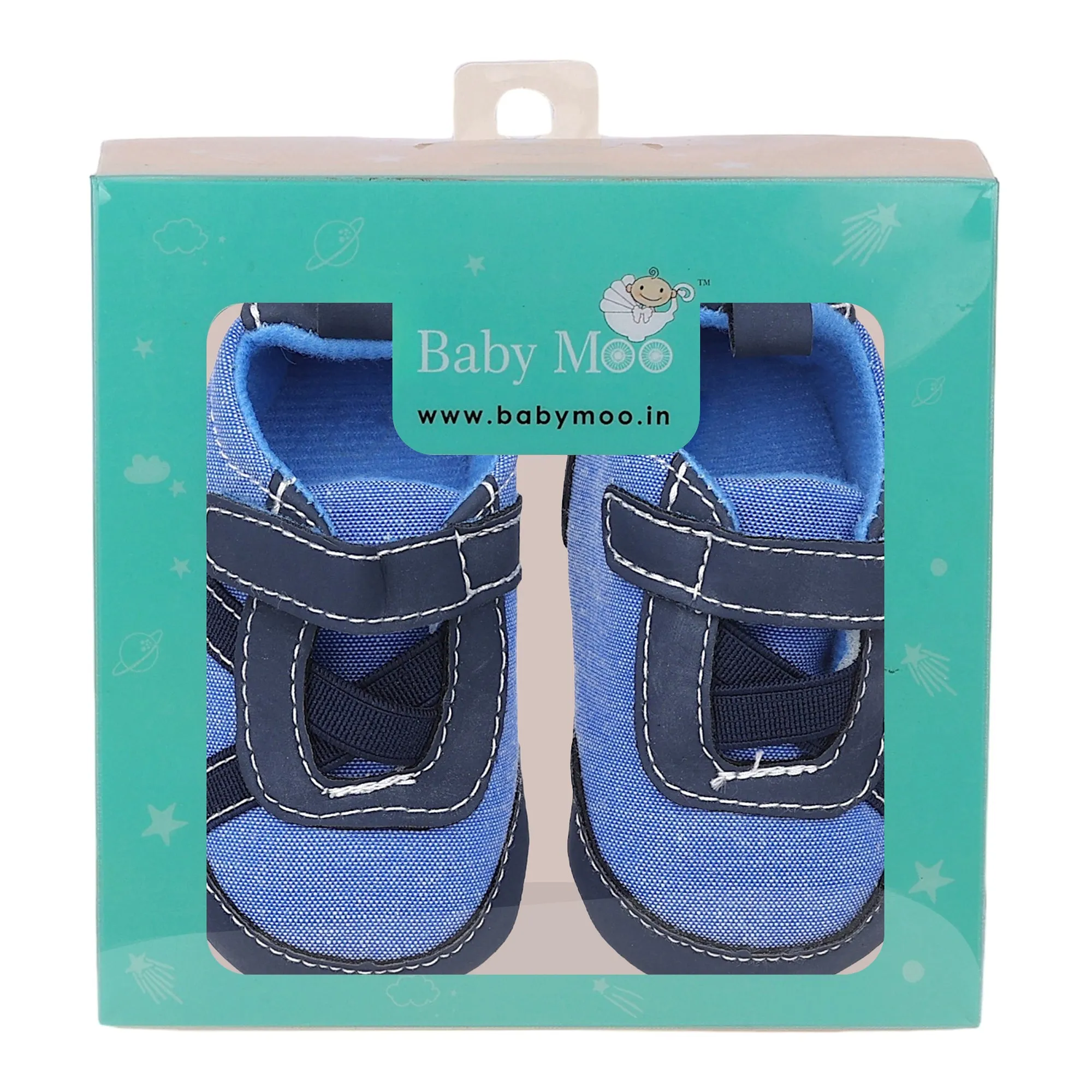 Baby Moo Stylish Velcro Straps Anti-Skid Sneakers - Blue