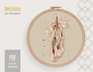 Ballet shoes Cross stitch pattern Dance Cross Stitch pdf Modern cross stitch pattern Cozy cross stitch  Watercolor Counted cross stitch