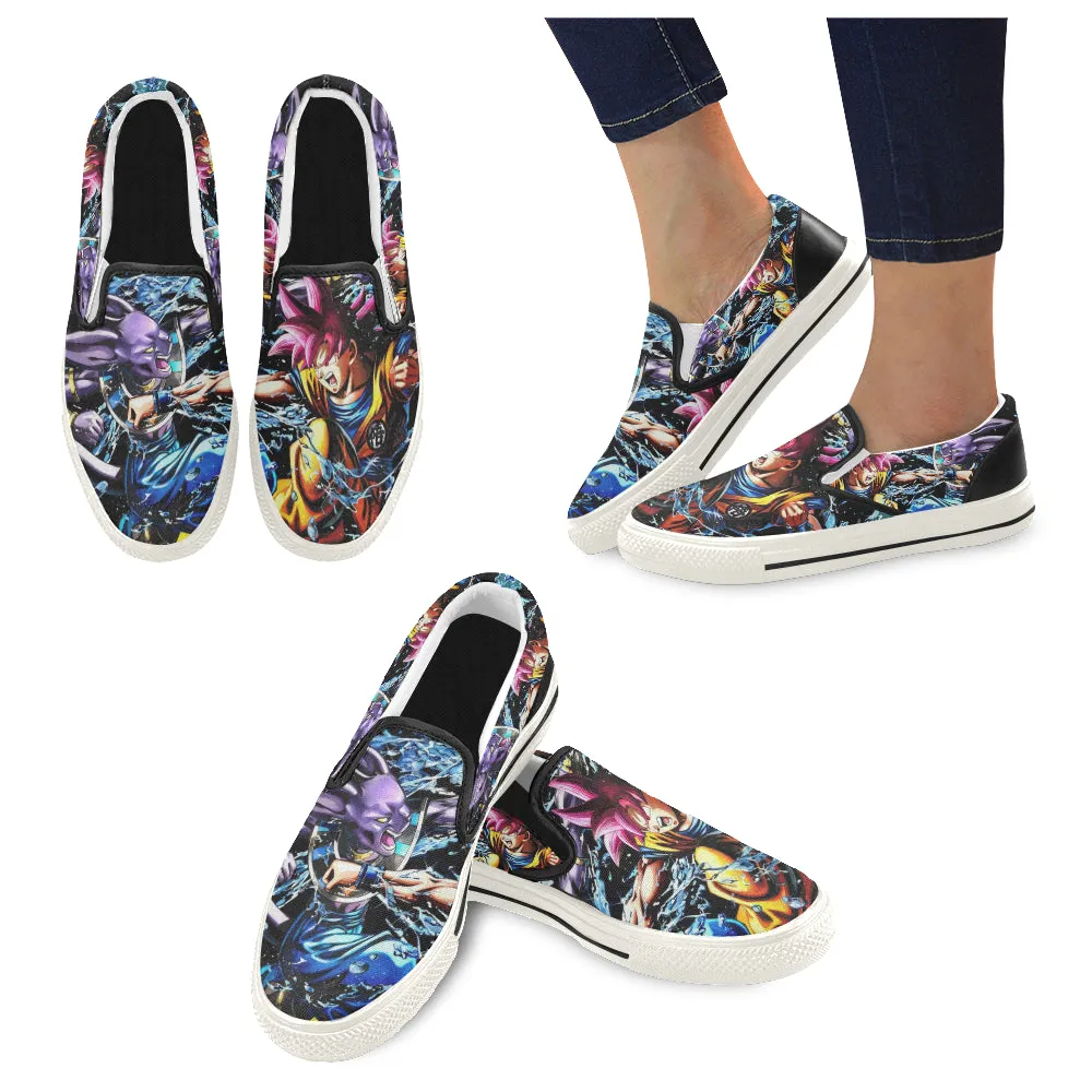 Beerus vs goku Women's Unusual Slip-on Canvas Shoes