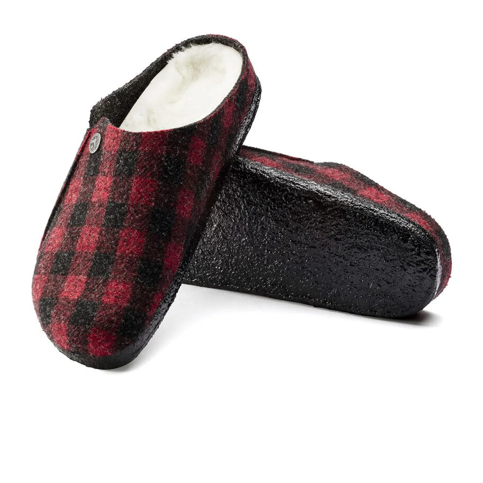 Birkenstock Zermatt Slipper (Men) - Red Plaid Wool/Natural Shearling