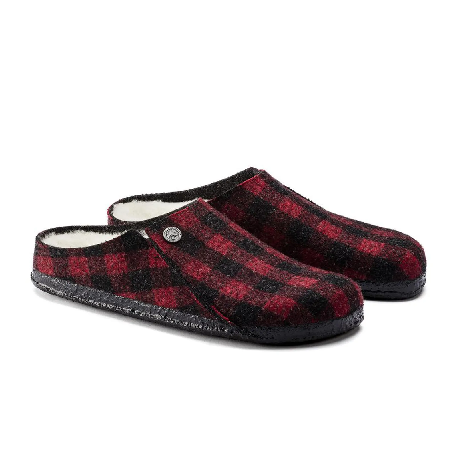 Birkenstock Zermatt Slipper (Men) - Red Plaid Wool/Natural Shearling