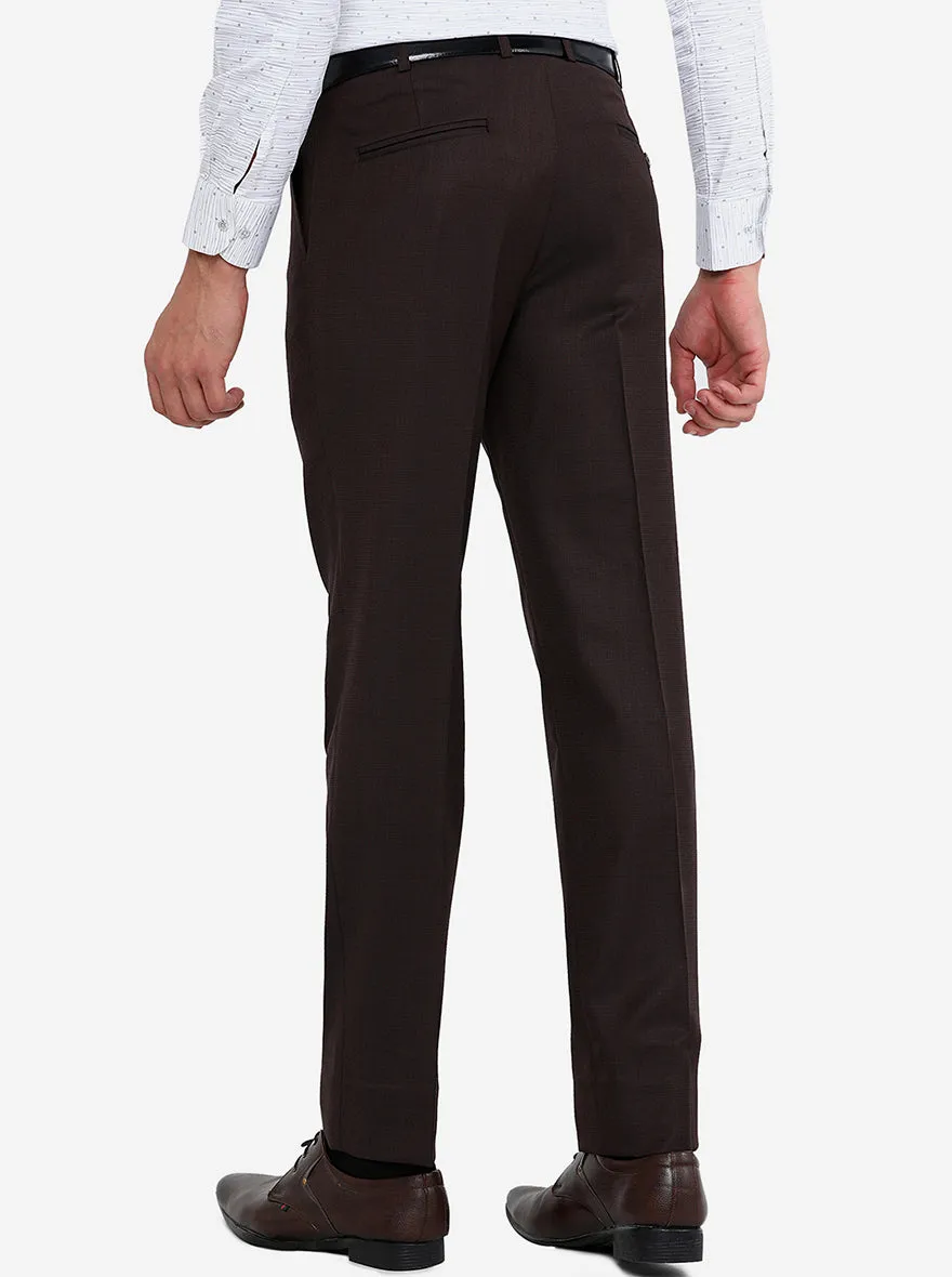 Coffee Brown Solid Slim Fit Formal Trouser | JadeBlue