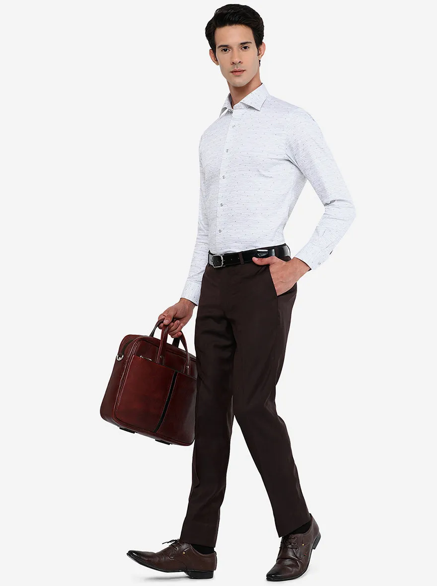 Coffee Brown Solid Slim Fit Formal Trouser | JadeBlue