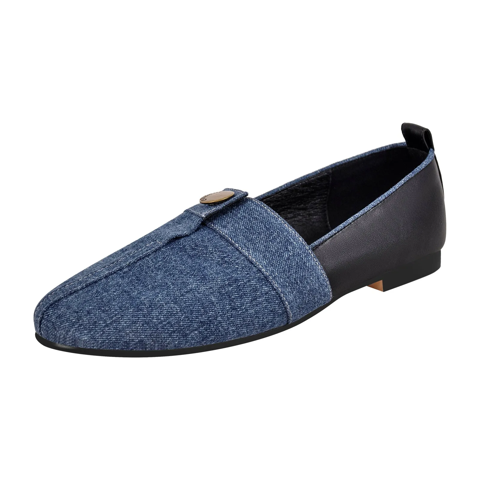 Denim Round Toe Flats