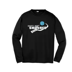 Don't Get Smashed (Cyan Orange Pink Pickleball Colors) | Youth Long Sleeve Athletic Shirt | 100% Polyester