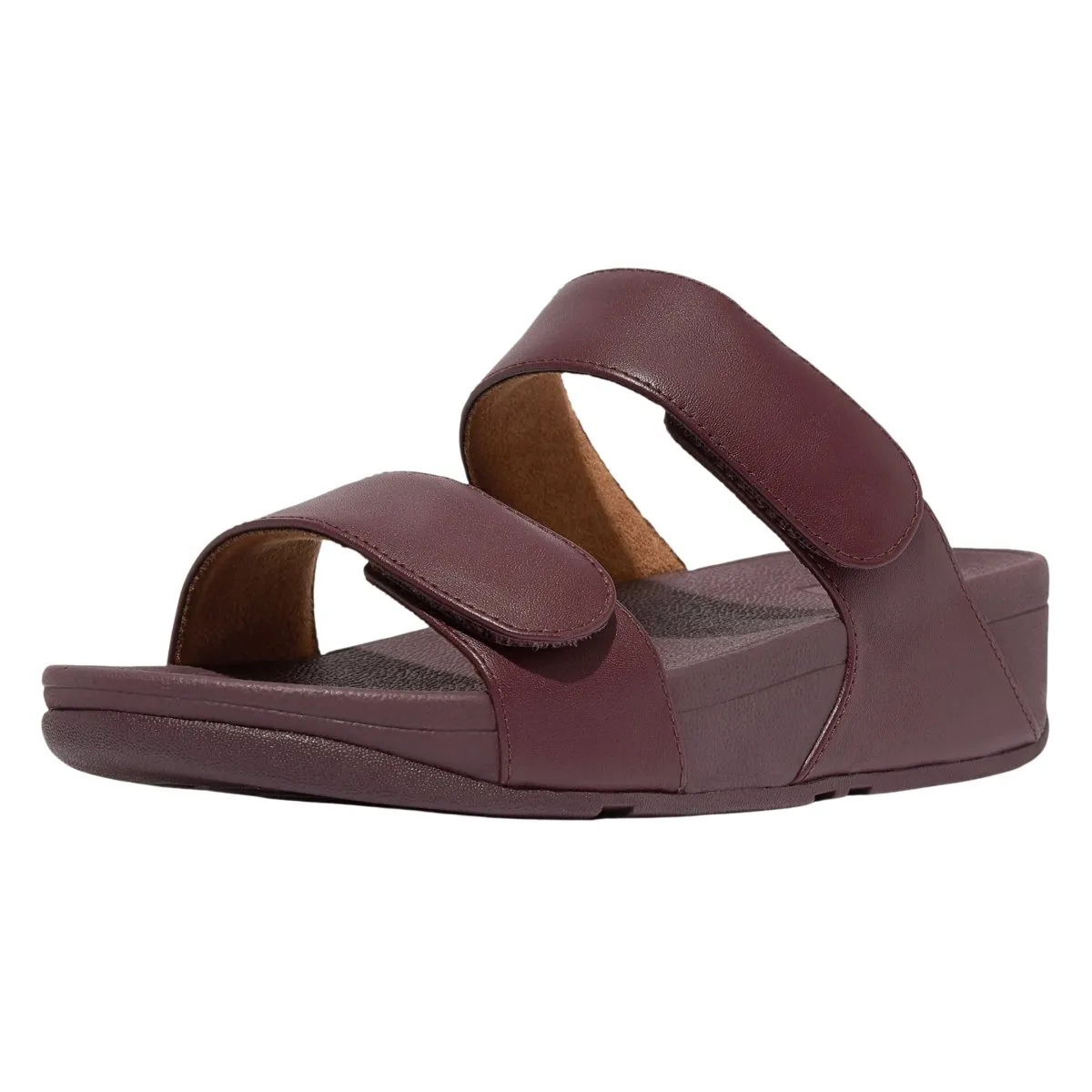 FitFlop Women's Lulu Adjustable Leather Slide Mauve Wine