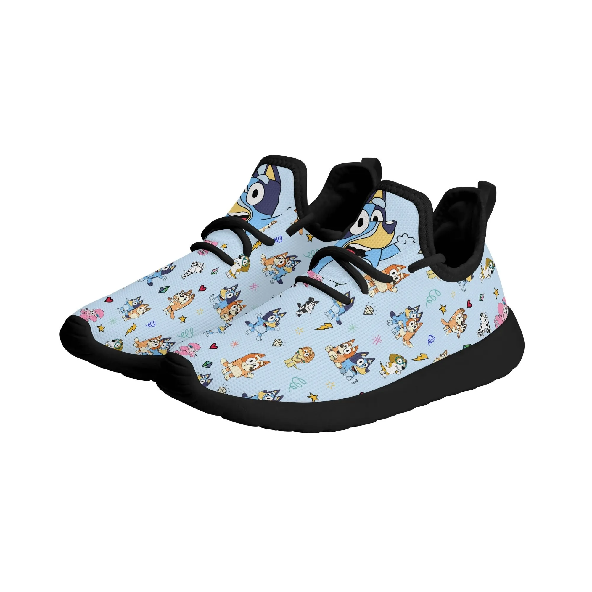 Kids Running Shoes. Back to School Kids Sneakers. Unisex Childrens Running Trainers - Blue Heeler Puppy