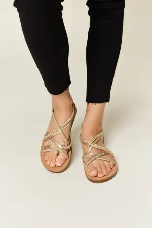 Malibu Rhinestone Crisscross Flat Sandals