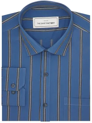 Men's Premium Cotton Striped Shirt - Blue (1153)