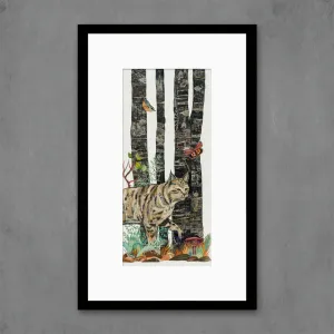 MIDNIGHT FOREST (BOBCAT) limited edition paper print