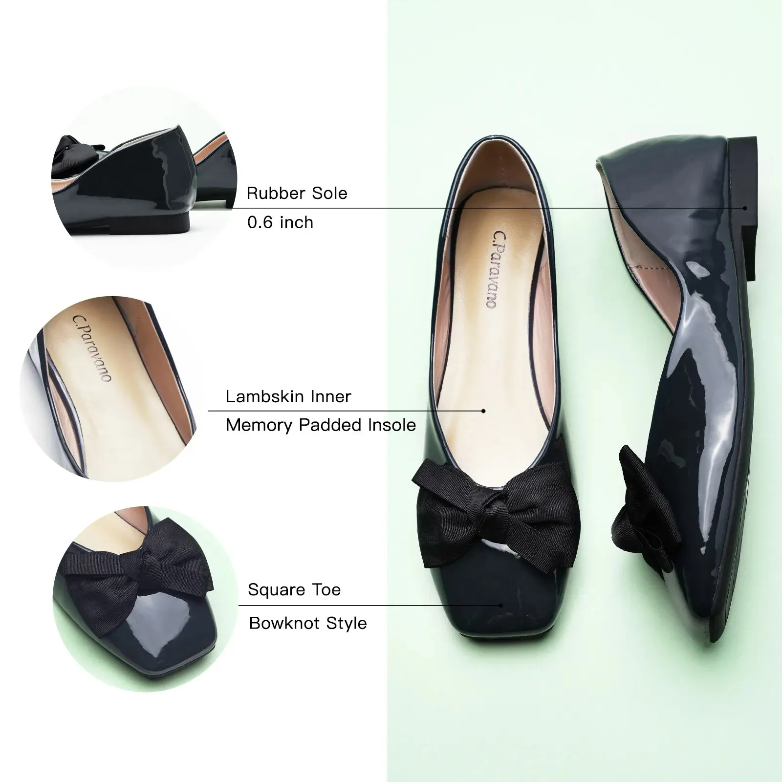 Patent Bow Ballerina Flats (Eva)