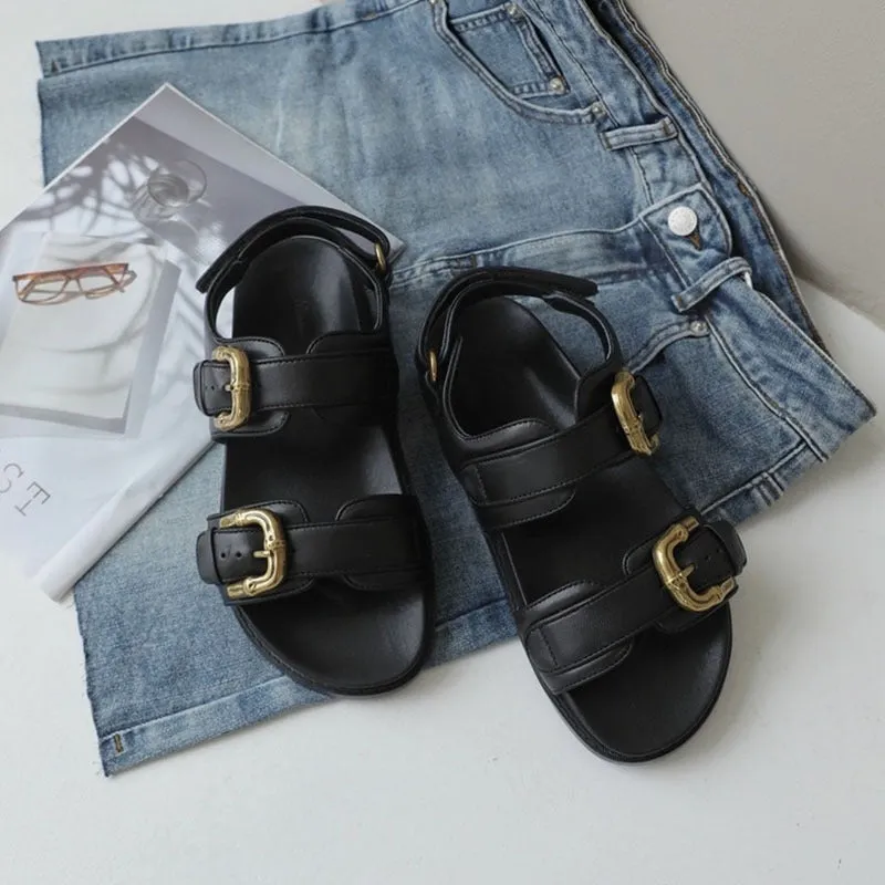 Pre Order:  Belt Buckle Thick Sole Roman Sandals