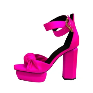 Pre Order:  Suede Square Toe Thick High Heel Platform Sandals