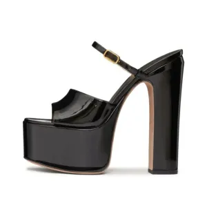 Pre Order:  Thick Sole High Heel Platform Leather Sandals