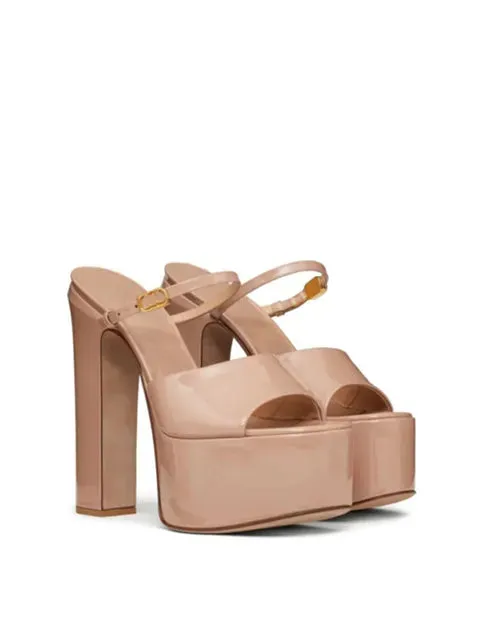 Pre Order:  Thick Sole High Heel Platform Leather Sandals