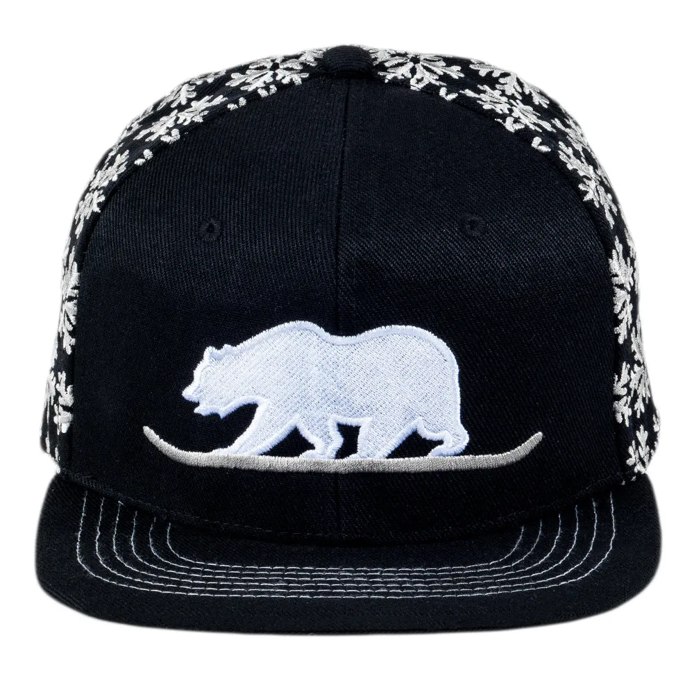 Snowboard Bear Blizzard Snapback Hat