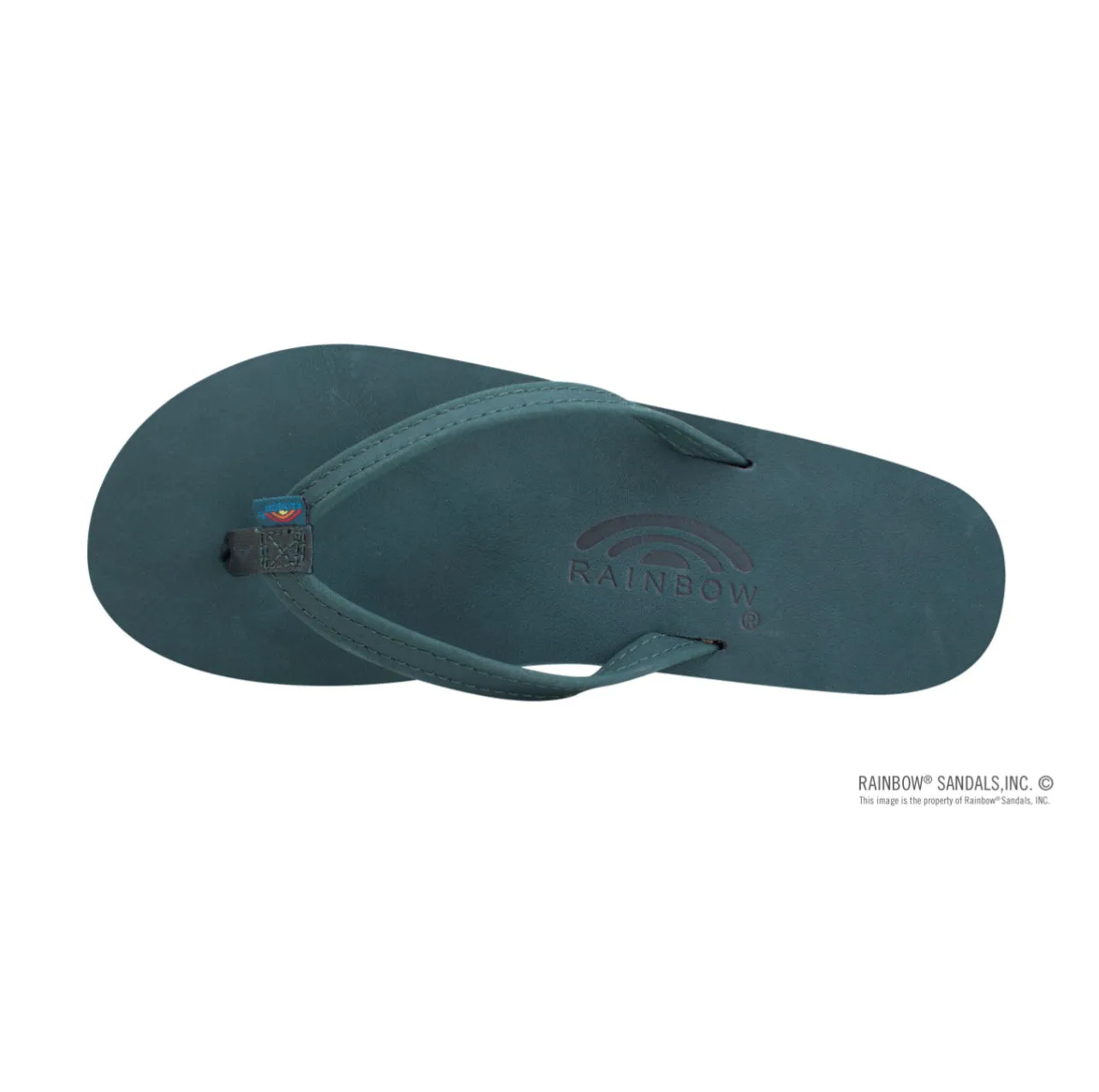 TURQUOISE/GREY - Rainbow Single Layer Premier Leather with Arch Support and a 1/2" Narrow Strap