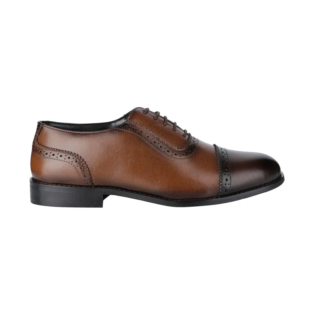 Wiltshire Classic Dual-tone Tan And Brown Captoe Oxfords