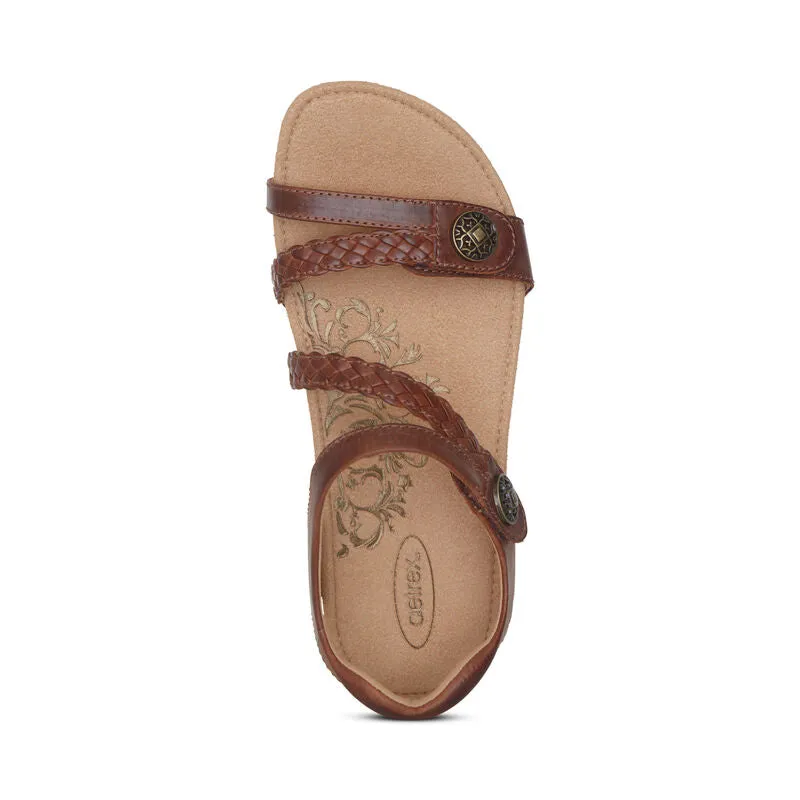 WOMEN'S AETREX JILLIAN BRAIDED QUARTER STRAP SANDAL | WALNUT